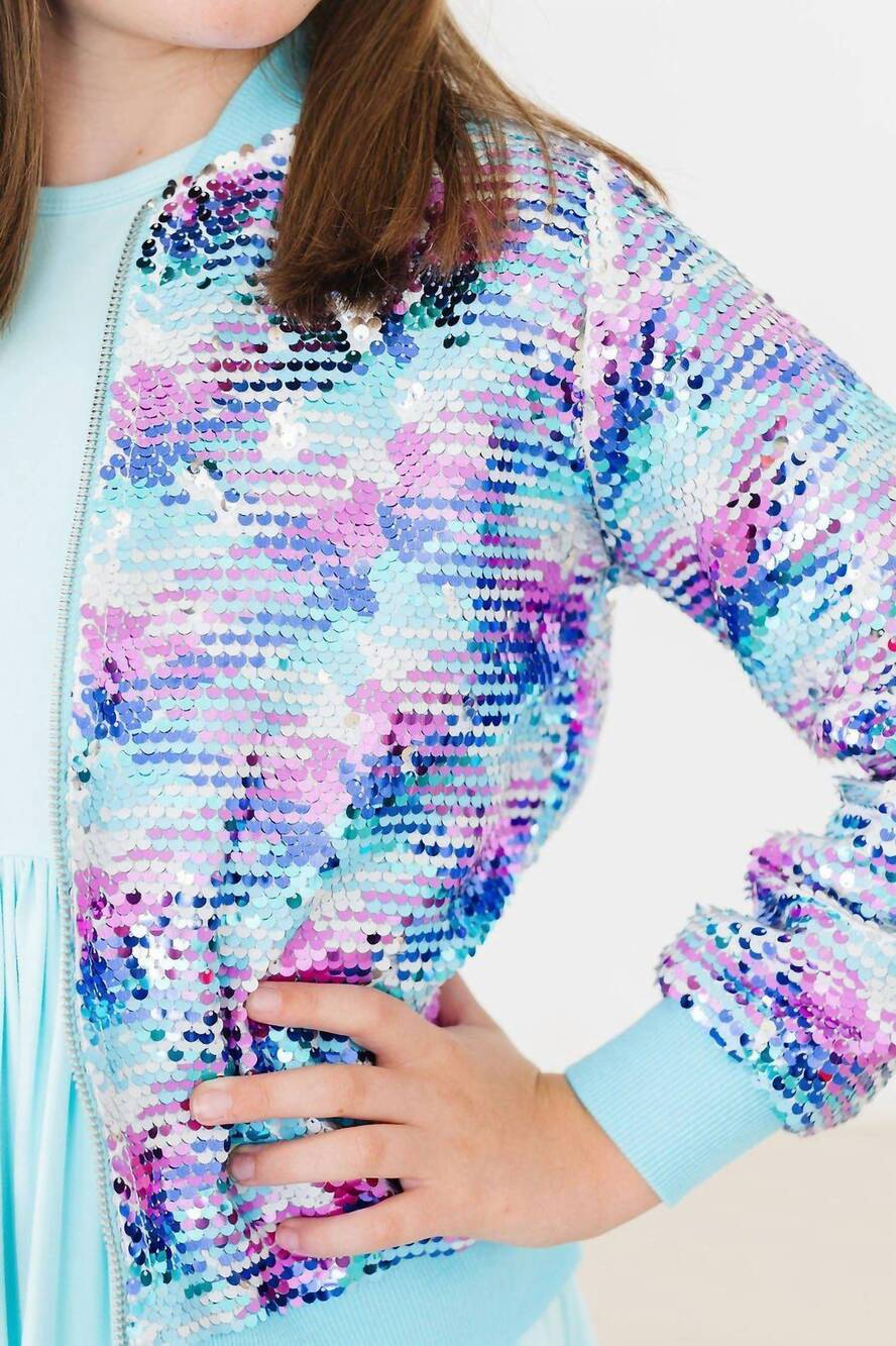 NEW MILA & ROSE girls mermaid flip sequin jacket in blue/ pink/ purple